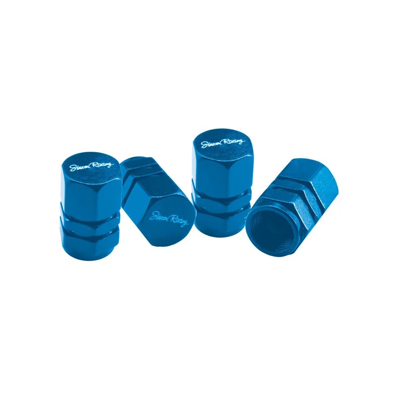 Simoni Racing Ventielkapjes Hexagonal - Blauw - 4 stuks