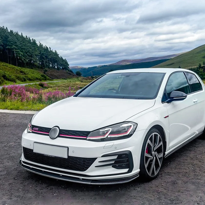 AutoStyle Voorspoilerlip passend voor Volkswagen Golf VII (7.5) GTi/GTD/R/R-Line 2017-2019 (Glanzend Zwart ABS)
