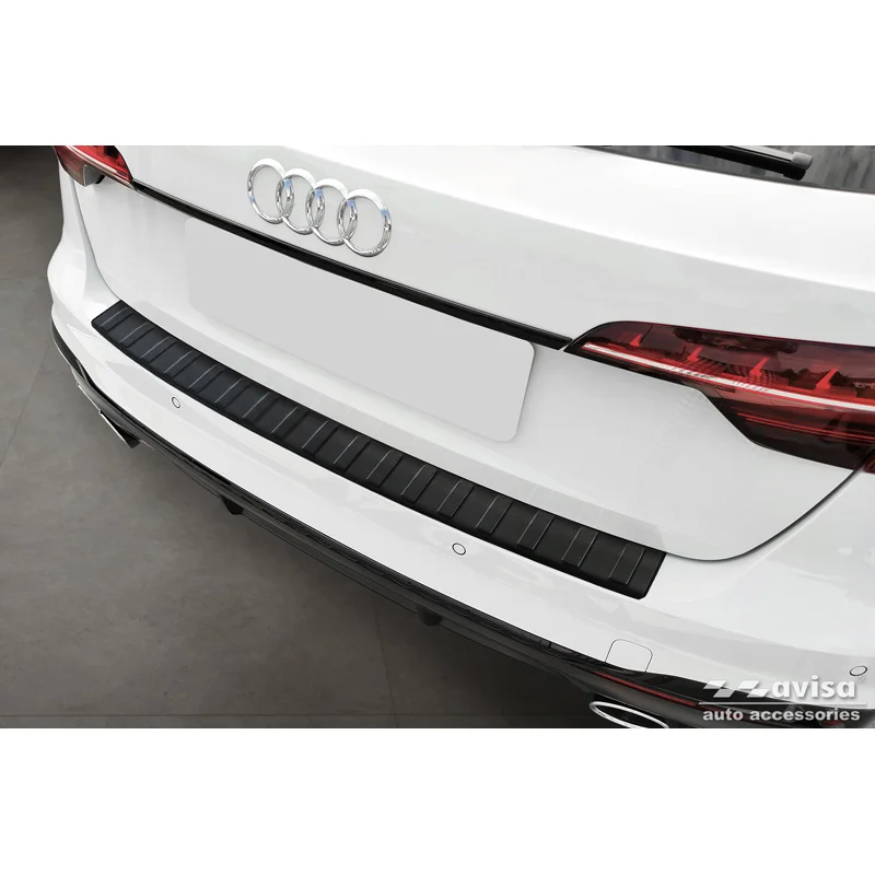 Avisa RVS Achterbumperprotector passend voor Audi A4 Avant S-Line 2015-2019 & Facelift 2019- - Matzwart