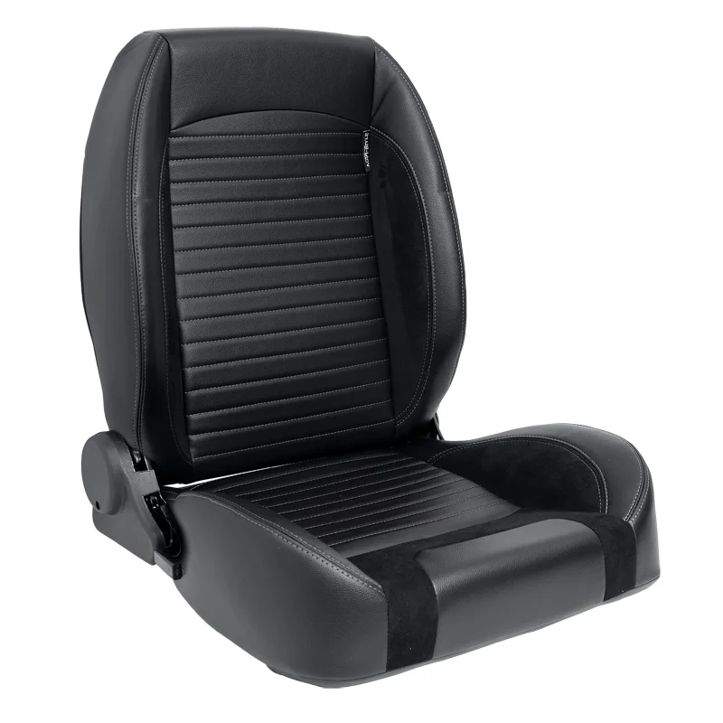 AutoStyle Sportstoel ‘Classic II’ – Zwart Kunstleder + Suede + Grijze stiksels – Rechterzijde verstelbare rugleuning – incl. sledes