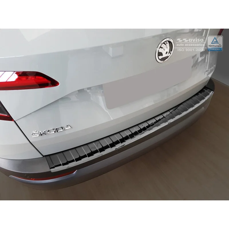 Avisa RVS Achterbumperprotector passend voor Skoda Karoq 2017-2022 - Glanzend Zwart