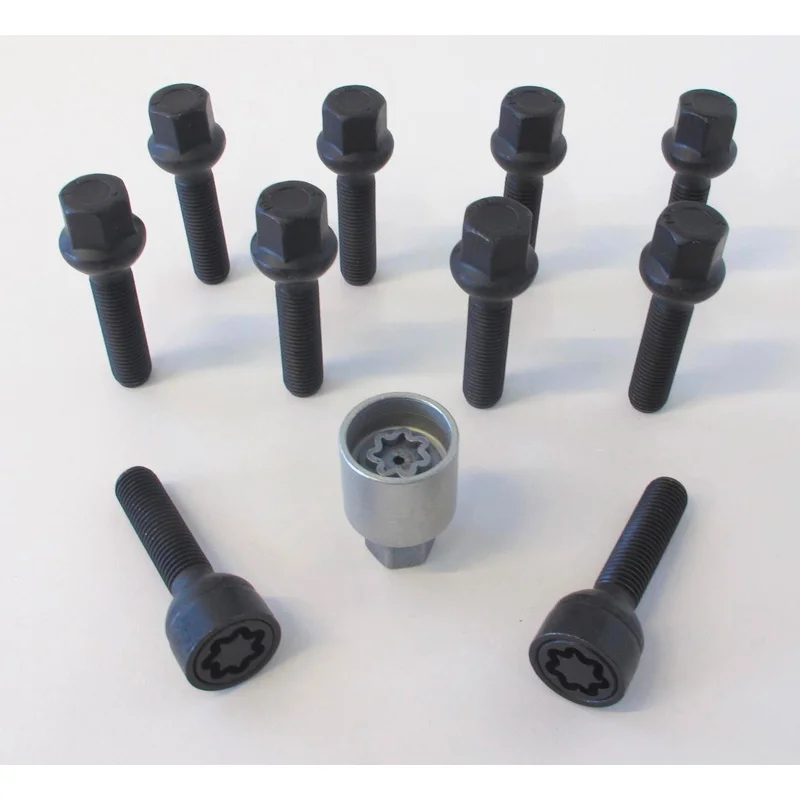H&R Wielboutenset bolkonisch R13 M14x1.50 - Lengte 28mm - Zwart - 10 stuks (bv. passend voor VAG) - incl. wielsloten