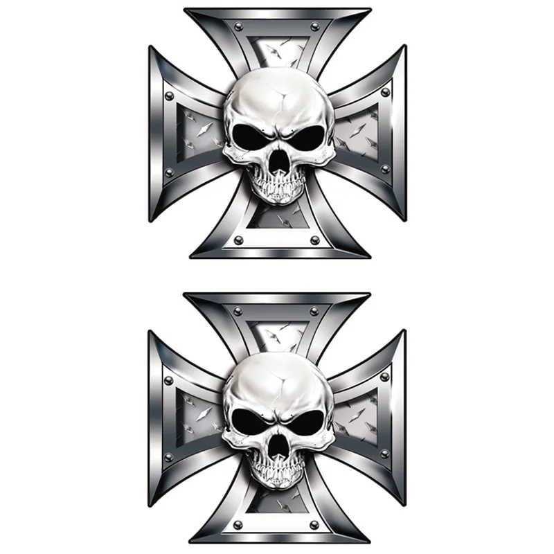 Avisa Stickerset Skull+BlackEyes in IronCross - 2x 8x8cm