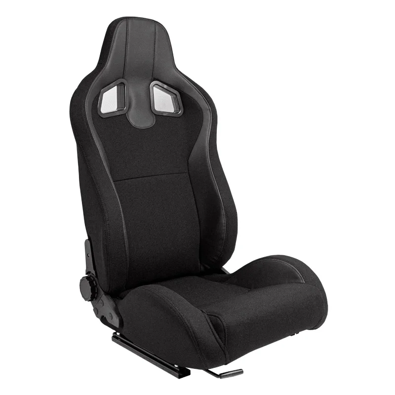 AutoStyle Sportstoel ‘MR’ – Zwart Kunstleder + Zwart Pine textiel – Dubbelzijdig verstelbare rugleuning – incl. sledes