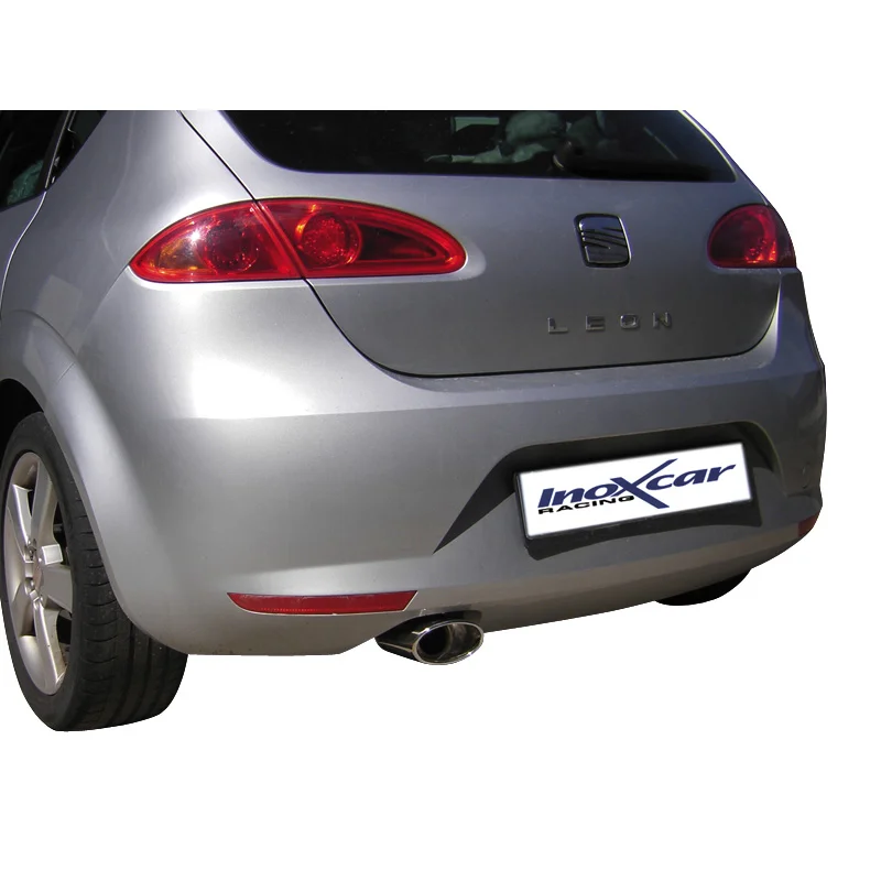 InoXcar 100% RVS Sportuitlaat passend voor Seat Leon 1P 1.6 (102pk) 2005- 120x80mm Oblique