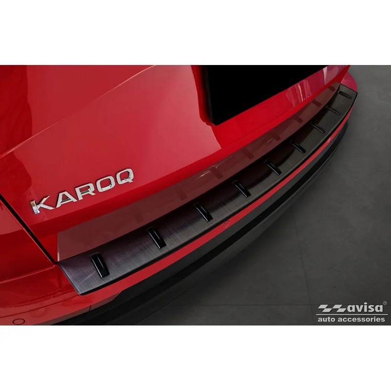 Avisa RVS Achterbumperprotector STRONG EDITION passend voor Skoda Karoq (NU7) Facelift incl. Sportline 2022- - Zwart