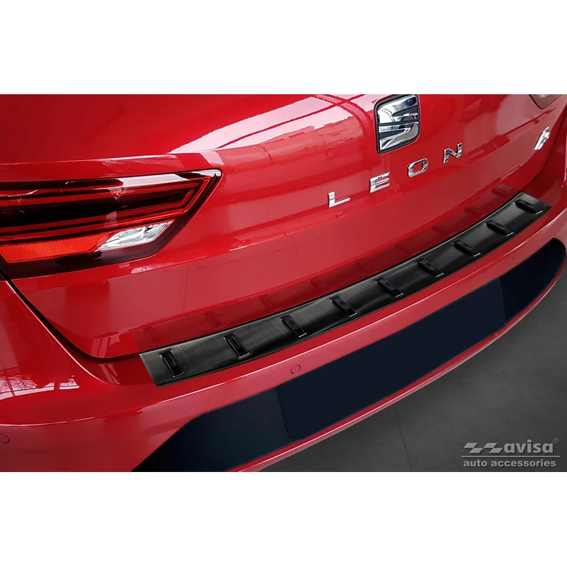 Avisa RVS Achterbumperprotector STRONG EDITION passend voor Seat Leon ST (5F) 2013-2017 & Facelift 2017-2020 - Zwart