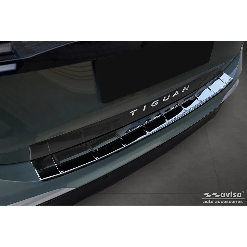 Avisa RVS Achterbumperprotector passend voor Volkswagen Tiguan (CT1) 2024- - Glanzend Zwart