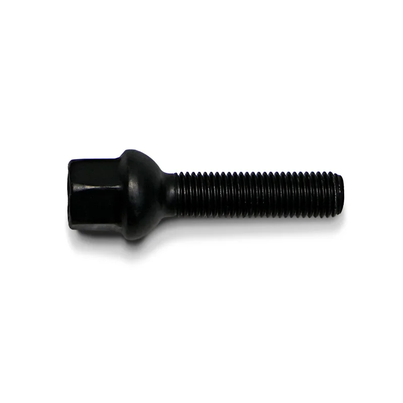 H&R Wielbout bolkonisch R12 M12x1.50 - Lengte 55mm - Zwart (Bv. passend voor Mercedes)
