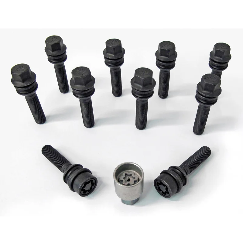 H&R Wielboutenset bolkonisch met bewegende ring R14 M14x1.50 - Lengte 59mm - Zwart - 10 stuks - incl. wielsloten