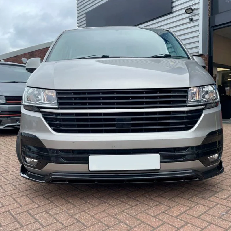 Oneway Voorspoilerlip passend voor Volkswagen Transporter T6.1 2020-2022 – Versie 3 – Glanzend zwart