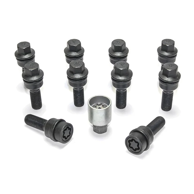 H&R Wielboutenset bolkonisch met beweegbare ring R14 M14x1.50 – Lengte 38mm – Zwart – 10 stuks (bv. passend voor Audi Q3, Q5) – incl. wielsloten