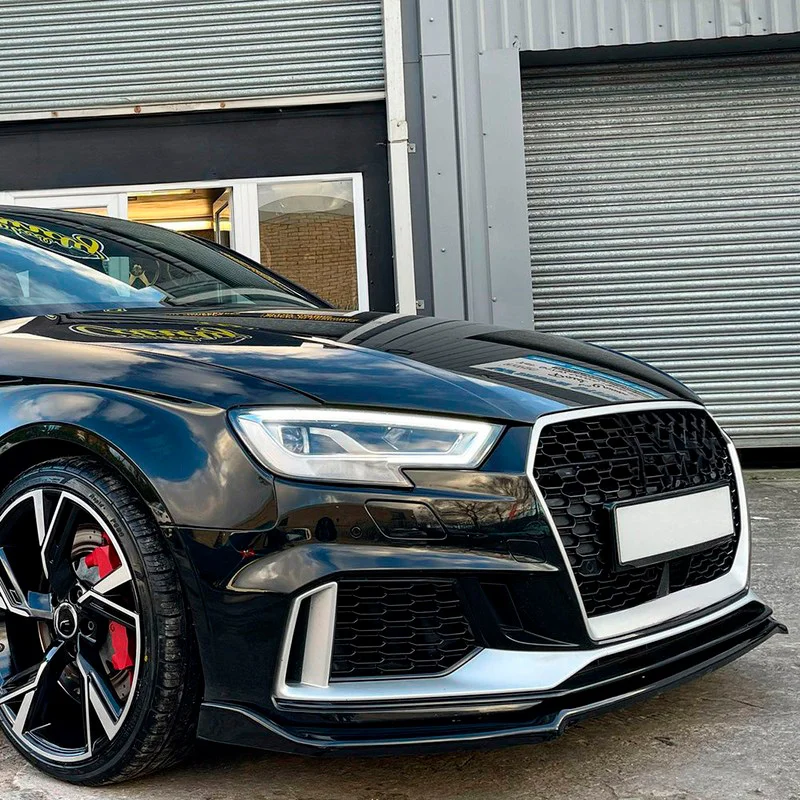 Oneway Voorspoilerlip passend voor Audi RS3 8V Sedan/Sportback Facelift 2017-2020 – Glanzend zwart