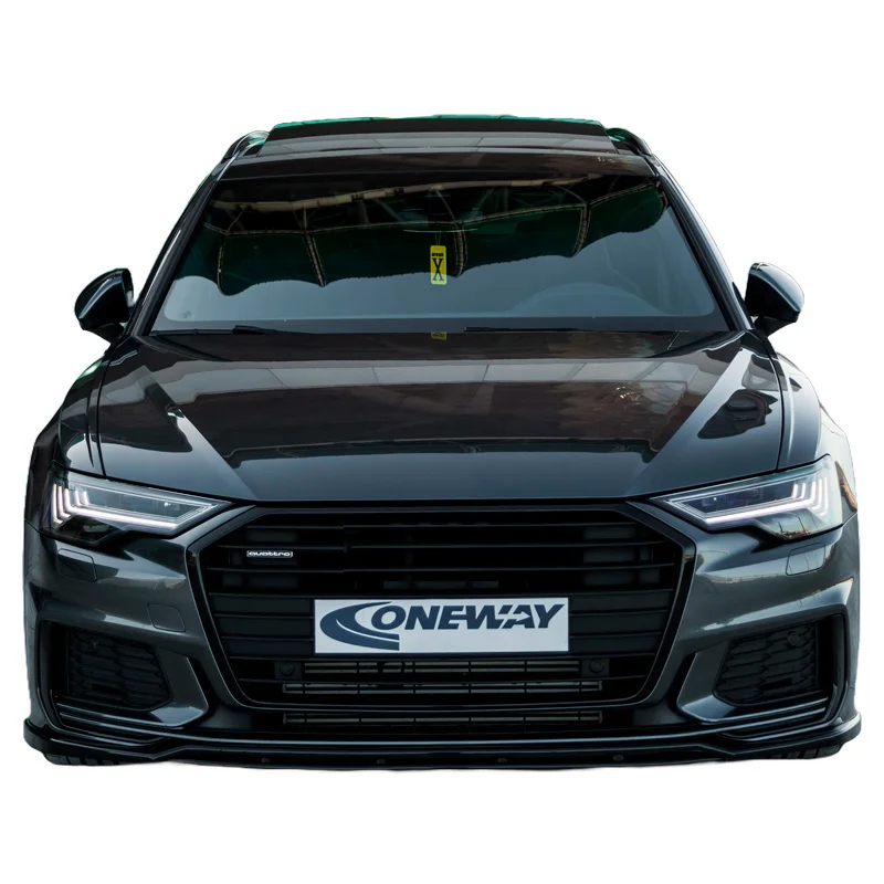 Oneway Voorspoilerlip passend voor Audi A6 S-Line/S6 C8 (Sedan/Avant) 2018- – Versie 2 – Glanzend zwart