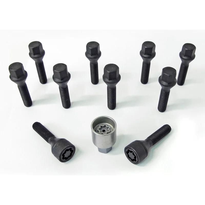 H&R Wielboutenset konisch M12x1.50 - Lengte 48mm - Zwart - 10 stuks - incl. wielsloten