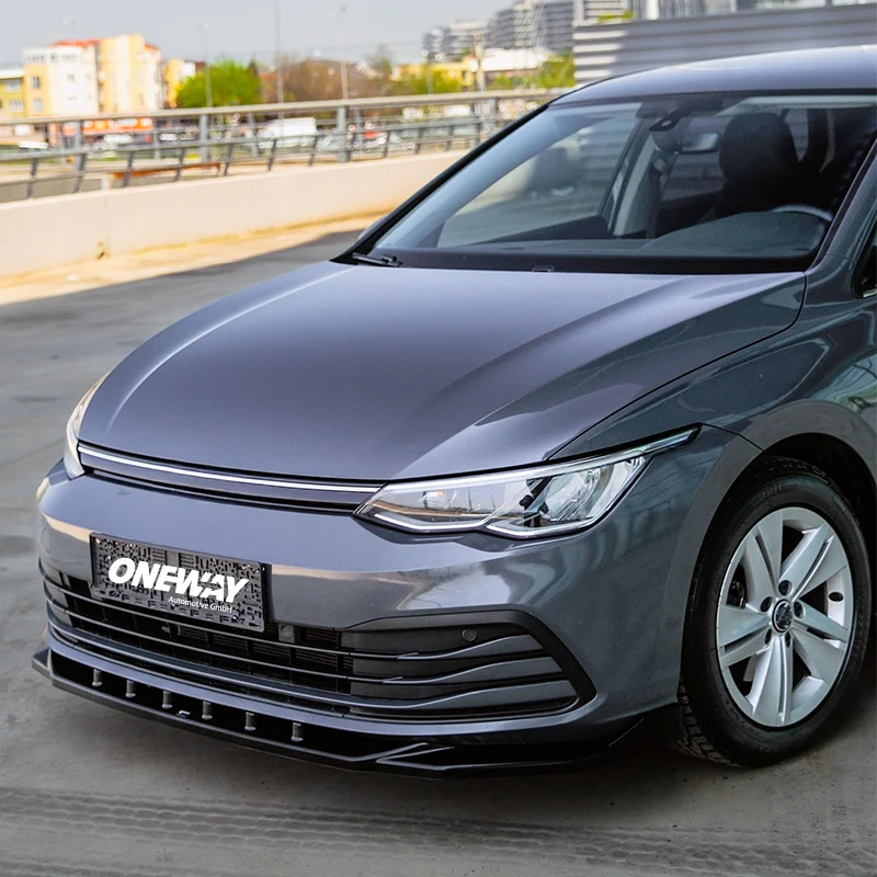 Oneway Voorspoilerlip passend voor Volkswagen Golf VIII HB/Variant 2020-2024 excl. GTi/GTD/GTE/R/R-Line – Glanzend zwart