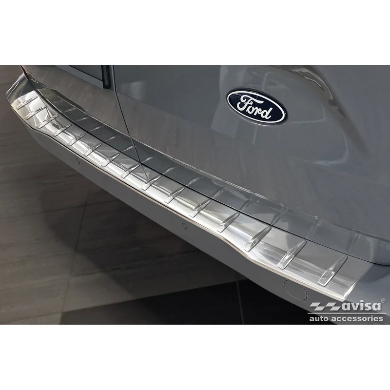 Avisa RVS Achterbumperprotector passend voor Ford Transit Custom & Tourneo Custom (V710) 2023- / Volkswagen Transporter T7 2024- - Zilver