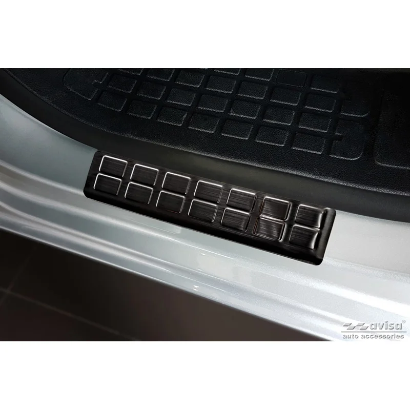 Avisa Zwart RVS Instaplijsten passend voor Citroën Jumpy & Spacetourer / Peugeot Expert & Traveller / Toyota Proace 2016- / Opel Vivaro / Zafira Life 2019- / Fiat Scudo & Ulysse 2022- - 'Rectangles' - 2-delig voorportieren
