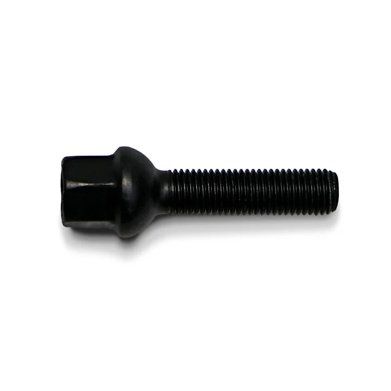 H&R Wielbout bolkonisch R12 M12x1.50 - Lengte 52mm - Zwart (Bv. passend voor Mercedes)