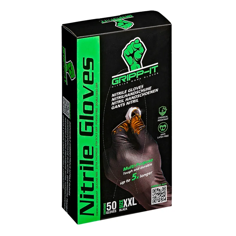 Gripp-It nitril handschoenen – maat XXL – Zwart – dispenserdoos à 50 stuks