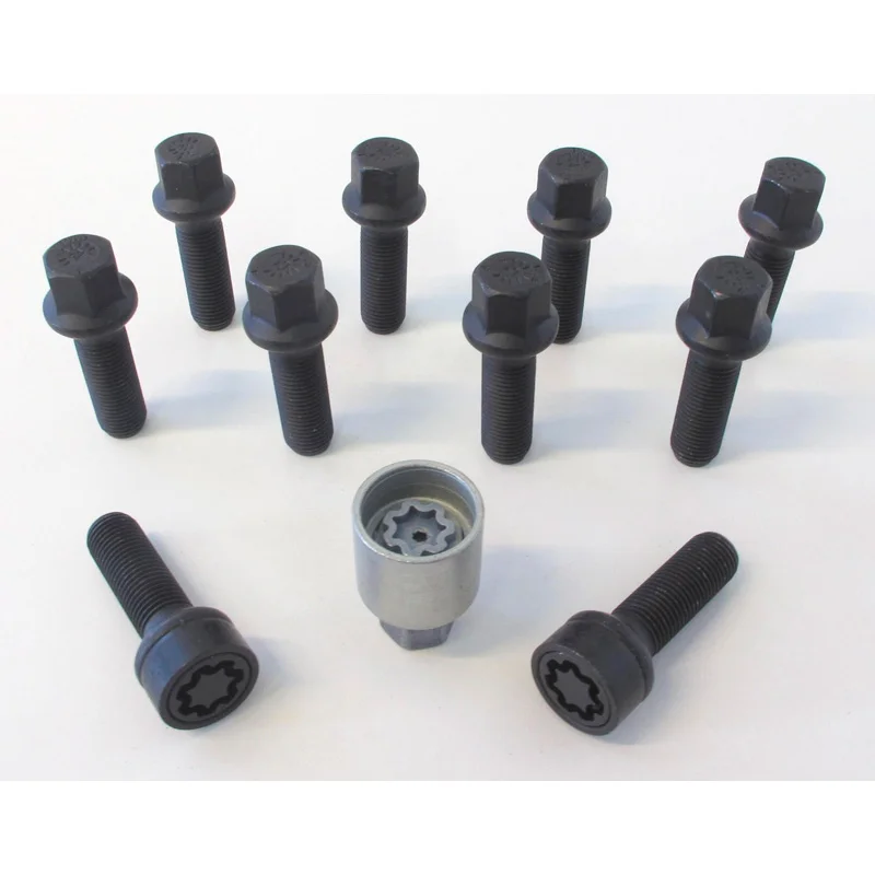 H&R Wielboutenset bolkonisch R14 M14x1.50 - Lengte 35mm - Zwart - 10 stuks - incl. wielsloten