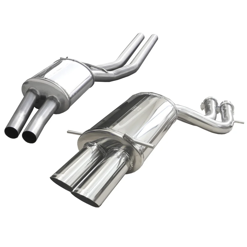 InoXcar 100% RVS Middendemper + Sportuitlaat passend voor Audi RS4 B5 2.7 BiTurbo 1998-2001 2x80mm Racing
