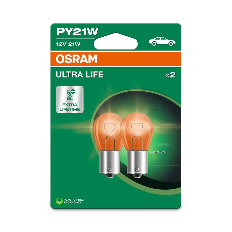 Osram Ultra Life Halogeen lampen - BAU15S - 12V/21W - set à 2 stuks - Amber