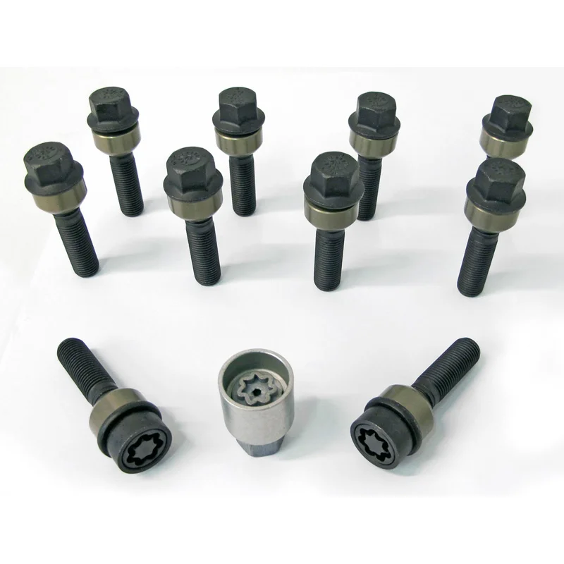 H&R Wielboutenset bolkonisch met beweegbare ring R14 M14x1.50 - Lengte 60mm - Zwart - 10 stuks (Bv. passend voor Porsche) - incl. wielsloten