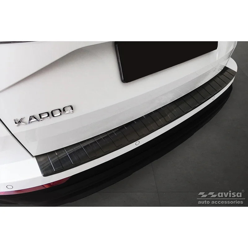 Avisa RVS Achterbumperprotector passend voor Skoda Karoq Facelift 2022- + Sportline Facelift 2022- - Zwart