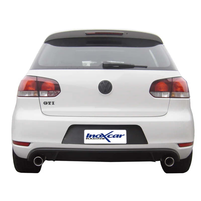 InoXcar 100% RVS Dubbele Sportuitlaat passend voor Volkswagen Golf VI GTi 2.0TSi (210pk) 2009- Links/Rechts 80mm