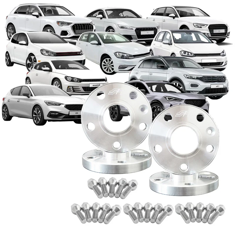 Simoni Racing Aluminium Spoorverbreder Set – 2x15mm(VA) – 2x20mm(AA) (Naaf 57,1mm) inclusief wielbouten – passend voor Audi, VW, Seat, Cupra diversen