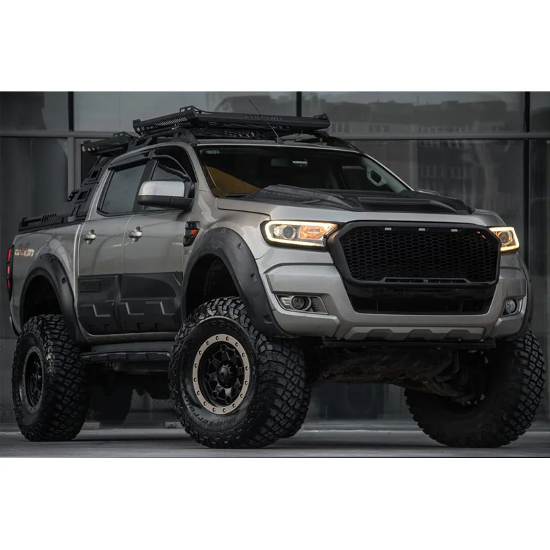 Oneway Set deurpanelen passend voor Ford Ranger T6/T7/T8 2012-2022 (Jumbo) - Matzwart