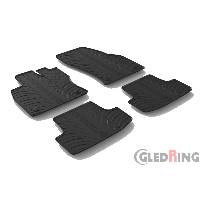 Gledring Rubbermatten passend voor Volkswagen T-Roc 2017-2025 (T profiel 4-delig + montageclips)