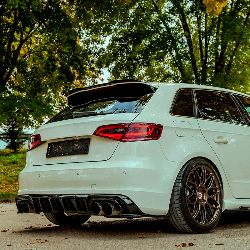 Oneway Achterbumperskirt (Diffuser) passend voor Audi S3 Sportback 8V 2013-2016 – Glanzend zwart