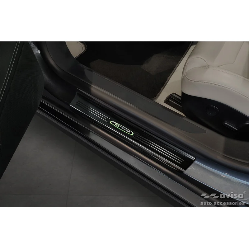 Avisa Zwart glanzend RVS Instaplijsten passend voor Tesla Model S 2012-2016 & Facelift 2016- 'E-Power' - 4-delig