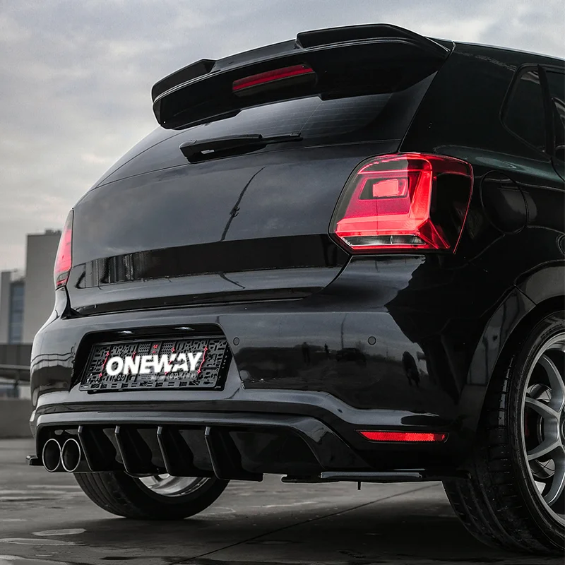 Oneway Achterbumperskirt (Diffuser) passend voor Volkswagen Polo 6R GTi 2009-2014 – Glanzend zwart