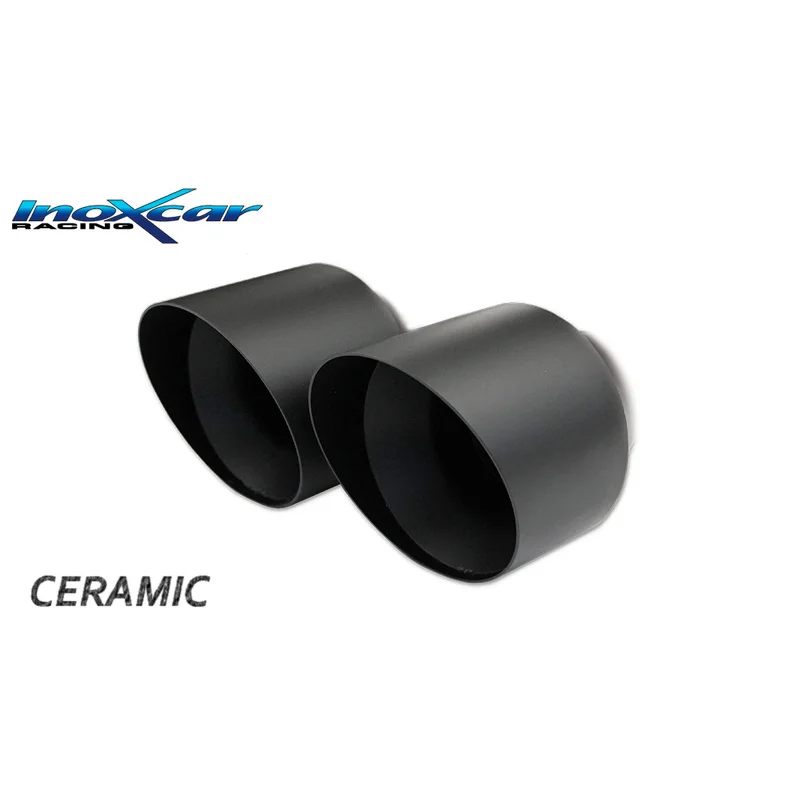 InoXcar 100% RVS Sportuitlaat passend voor Audi A1 (GBA) 35TFSI (150pk) 2018- 2x70mm Ceramic Black