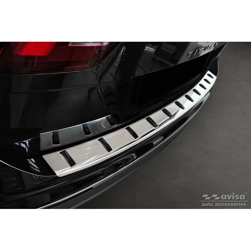 Avisa RVS Achterbumperprotector STRONG EDITION passend voor Volkswagen Tiguan II 2016-2020 & Facelift 2020-2024 - Zilver