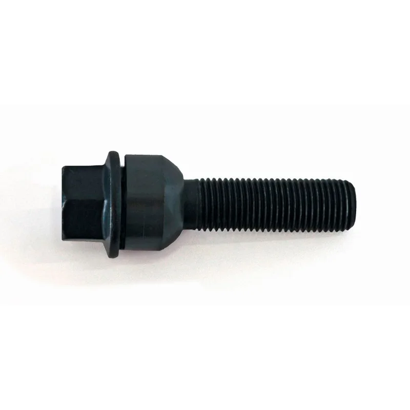 H&R Wielbout bolkonisch met beweegbare ring R14 M14x1.50 - Lengte 63mm - Zwart (Bv. passend voor Porsche)