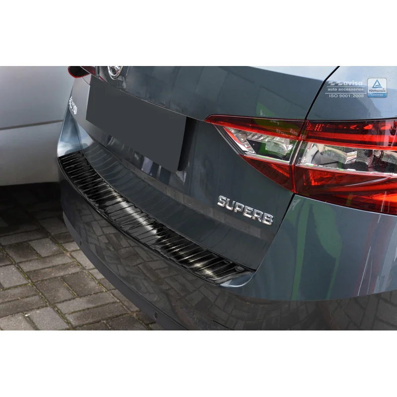 Avisa RVS Achterbumperprotector passend voor Skoda Superb III Combi 2015-2019 & Facelift 2019-2024 incl. Scout - Zwart