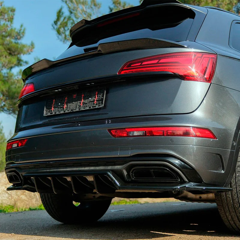 Oneway Achterbumperskirt passend voor Audi Q5 (FY) S-Line Facelift 2020-2024 excl. Sportback - Glanzend zwart