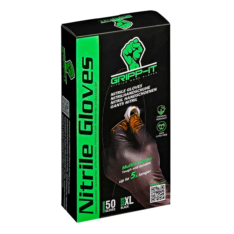 Gripp-It nitril handschoenen – maat XL – Zwart – dispenserdoos à 50 stuks