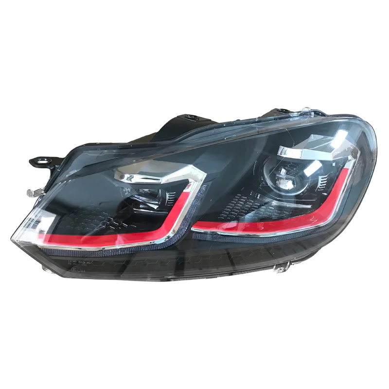 AutoStyle Set Koplampen in 7.5-Look passend voor Volkswagen Golf VI 2008-2012 – Zwart/Rood – incl. Dynamic Running Light