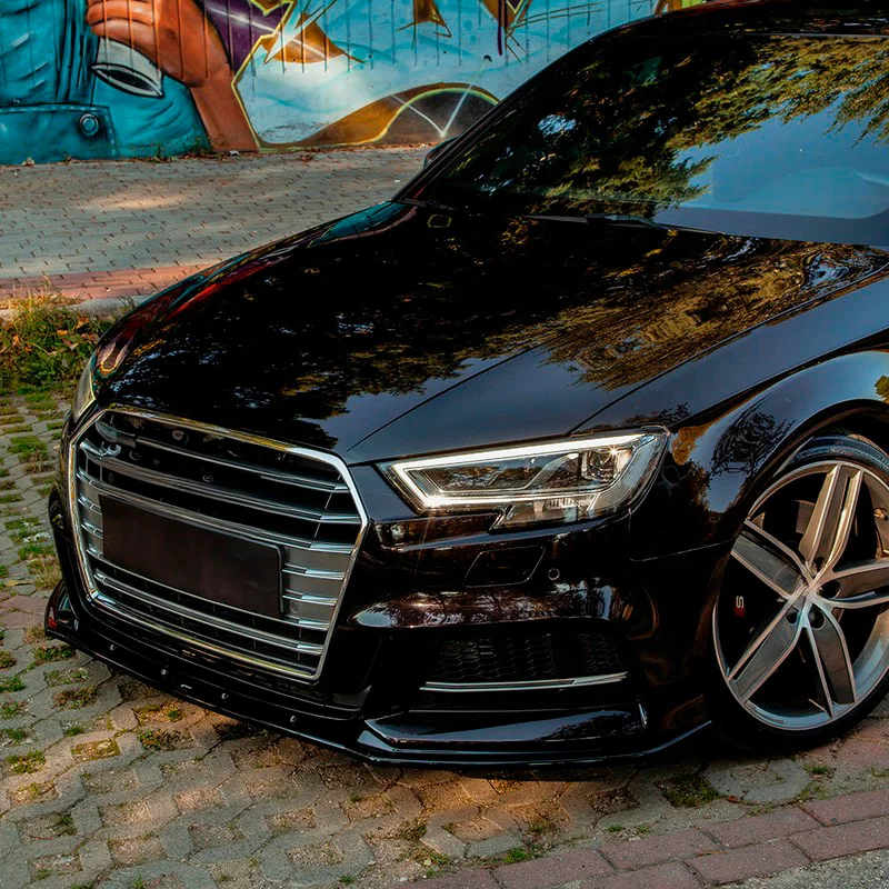 Oneway Voorspoilerlip passend voor Audi A3 (8V) Sportback S-Line/S3 Facelift 2016-2020 – Versie 2 – Glanzend zwart