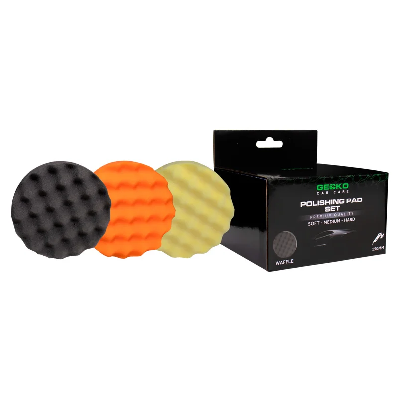 Gecko Set Polijstpads Gewafeld 150mm 3-stuks
