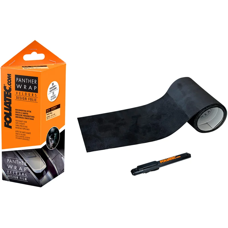 Foliatec Cockpit Designfolie Panther Wrap (Suède-Look) – Zwart – 15x140cm