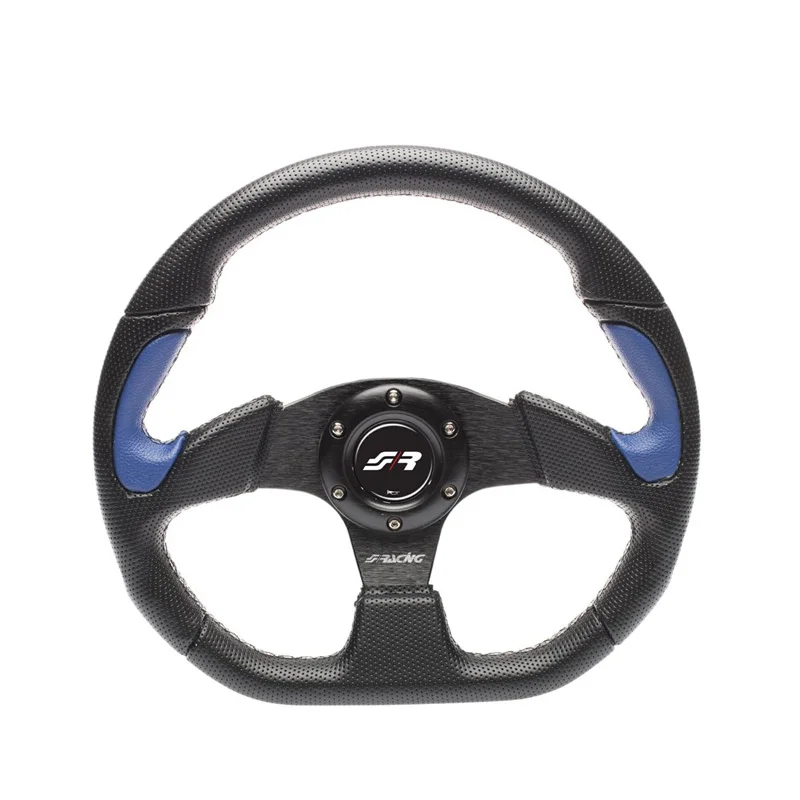 Simoni Racing Universeel Sportstuur X2 Poly Pelle – Zwart Eco-Leder/Blauw – Diameter 330mm