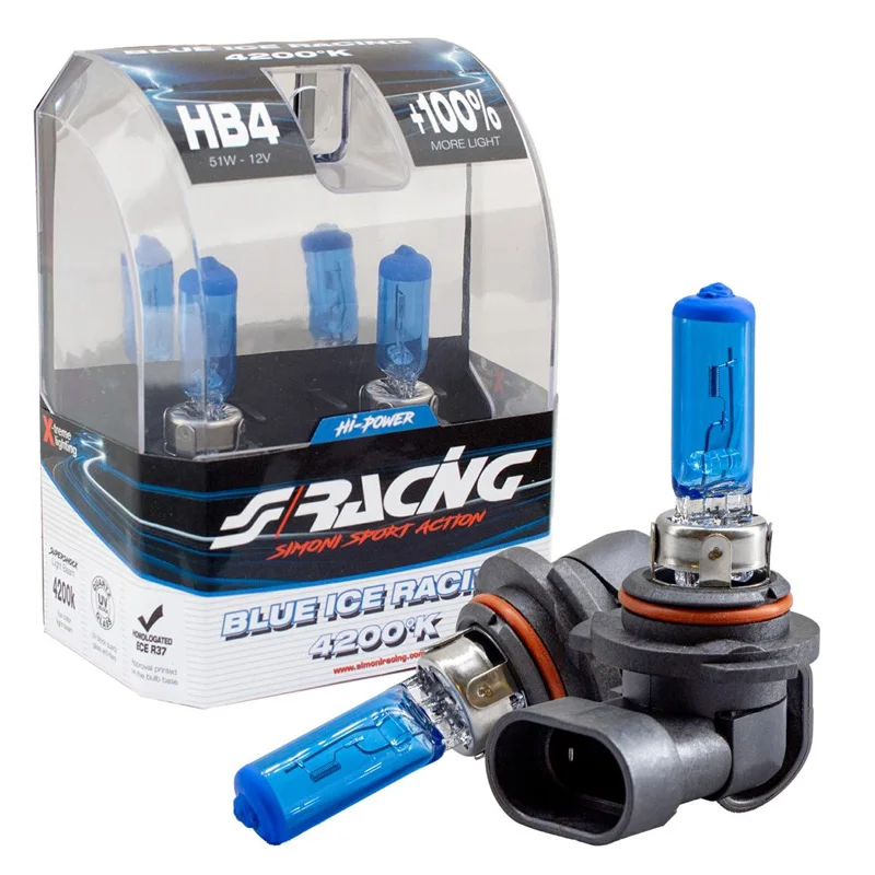 Simoni Racing Halogeen Lampen 'Blue Ice Racing' HB4 (4200K) 12V/55W, set à 2 stuks ECE-R37
