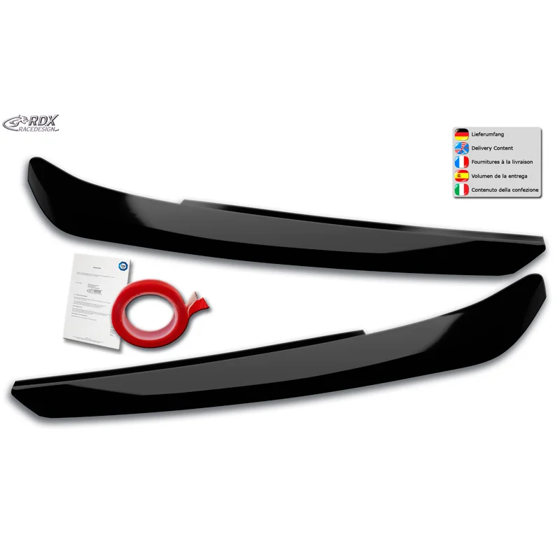 RDX Koplampspoilers passend voor Audi Q3 (F3) incl. Sportback 2019- (ABS Glanzend Zwart)