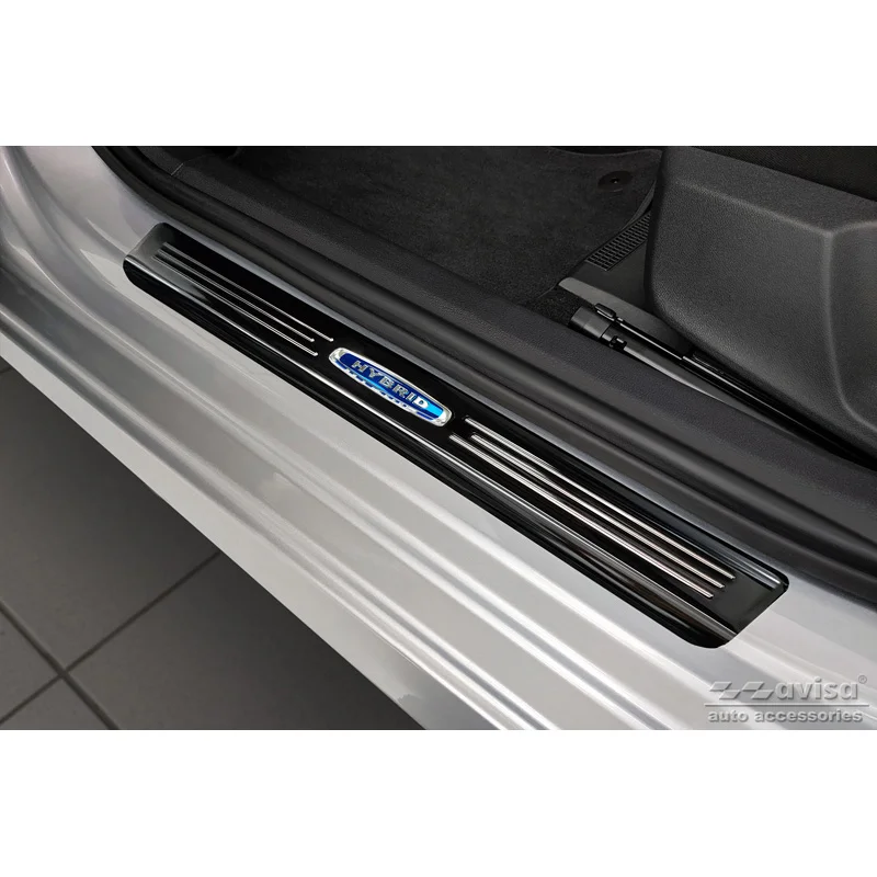 Avisa Zwart RVS Instaplijsten passend voor Skoda Octavia IV Sedan/Combi 2020-2024 & FL 2024- 'Hybrid' - 4-delig